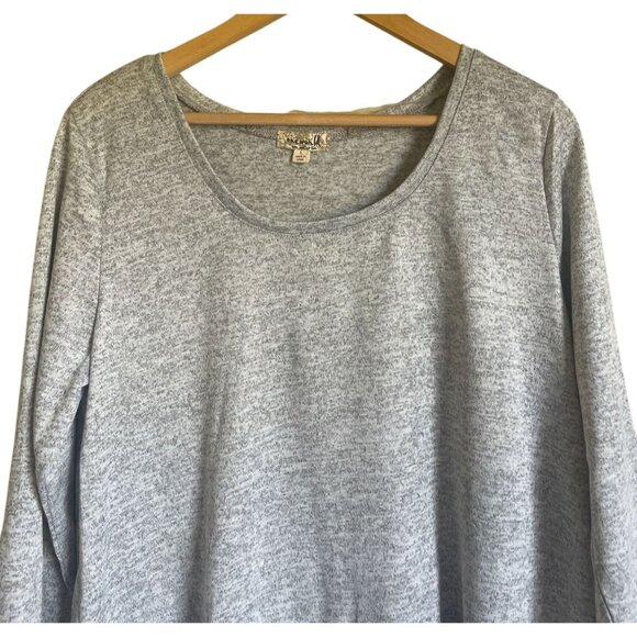 New! One World Gray Blue Floral Knit Tunic Top Size Large - Picture 3 of 9